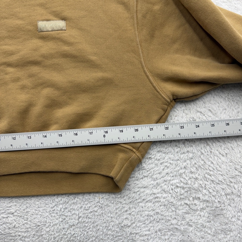 Set Active Women Small Tan Cropped Sweatshirt Cotton Fleece Pullover Made in USA - Picture 5 of 9